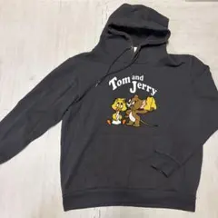 Tom and Jerry パーカー ブラック 刺繍　サイズL