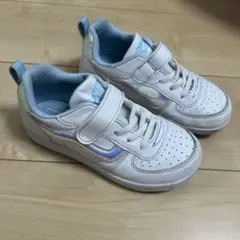 19cm Vans スニーカー ホワイト　ブルー　メタリック