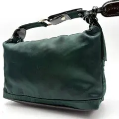 希少色 グッチ バニティ　バンブー　グリーン　エナメル　サテン