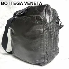 希少 ボッテガヴェネタ イントレチャート ボディ ショルダーバッグ レザー 黒のサムネイル