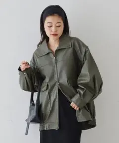 CIAOPANIC TYPY フェイクレザー2WAYスタンドブルゾン カーキ