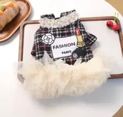 犬服 チェック柄 フリル付き XSサイズ