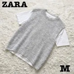【大人カジュアル♡】ＺＡＲＡ⭐︎ザラ　ニットベストレイヤードTシャツ　グレー　Ｍ