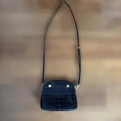 FURLA クロコ型押し ショルダーバッグ ブラック