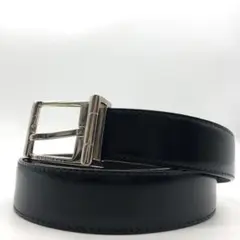 【美品】 BVLGARI ベルト スクエア シルバー レザー ブラック ビジネス