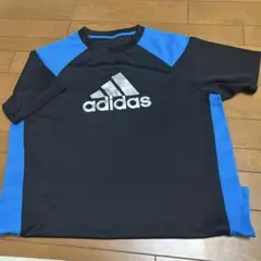 adidas 半袖カットソー ブラック×ブルー