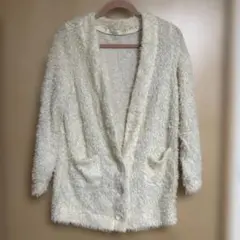 アイボリー フワフワ カーディガン Mサイズ