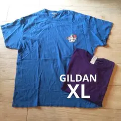 GILDAN 半袖Tシャツ ２枚組 ブルー パープル プリント XL