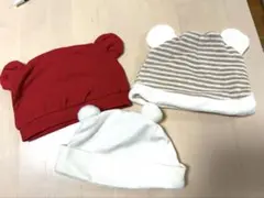 ベビー帽子3点セット 耳付きデザイン
