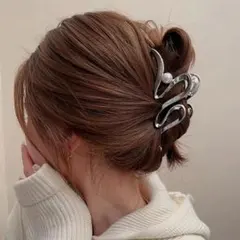 バンスクリップ ヘアクリップ 大きめ 韓国風 まとめ髪 髪留め パール シルバー