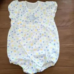 ベビー用 半袖ロンパース カバーオール 70cm ひよこ 水玉