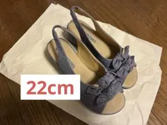 【最終値下げ】COULEUR VARIE リボン付き サンダル デニム風22cm