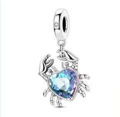 Pandora カニ型チャーム 925スターリングシルバー ハート型クリスタル