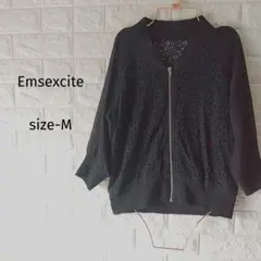 300円〜★エムズエキサイト総レース シアーブルゾン M 黒 透け感 トレンド