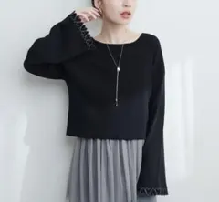 ナチュラルクチュール　お袖ハートショート丈ニットプルオーバー