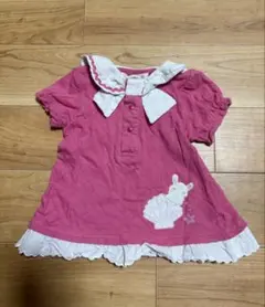 お値下げ✨️クーラクール 80cm ベビー服 ウサギ刺繍付きピンクTシャツ