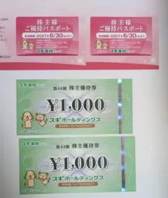 スギホールディングス 株主優待券 2000円分のサムネイル