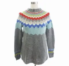 ノルディック柄 長袖セーター グレー