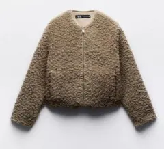 ZARA ショート丈ボアジャケット ベージュ