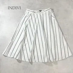 INDIV インディヴィ フレアスカート ストライプ 白 ネイビー 大きい44