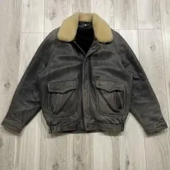 〜90s 短丈 羊革 G-1 フライトジャケット レザージャケット ブラック