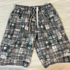 【美品】男の子 水着 サーフパンツ 140 チェック柄 ブルー系 キッズ