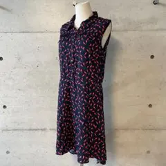 ワンピース インコ 柄 パロット ノースリーブ ドレス レトロ 古着