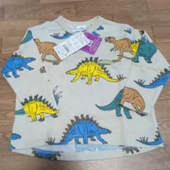 恐竜柄 長袖Tシャツ ロンT 100cm ベージュ 未使用品のサムネイル