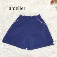 s2779【アメリエル】キュロット ハーフパンツ パール ネイビー 綺麗めのサムネイル