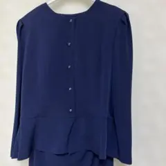 ネイビー ペプラムスタイル ワンピーススーツ11号