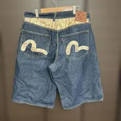 EVISU デニムショートパンツ 花柄刺繍バックポケットのサムネイル
