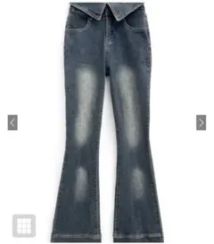 GRL ウエスト折り返しフリンジフレアデニム［ks003］