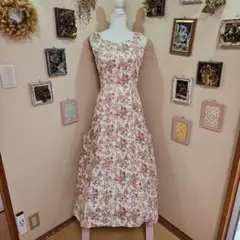 ハーモニカ ヴィンテージ 日本製花柄ノースリーブロングワンピースのサムネイル