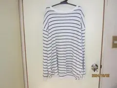 良品計画・メンズ長袖ストライプパターンセーター　L