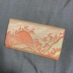 和装用バッグ オレンジ系 山と植物模様
