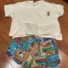 スヌーピー柄ショートパンツとTシャツセット 100cm