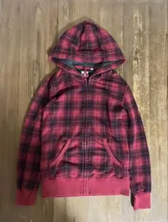 な*こ様 OLD UNIQLO チェック柄 ジップパーカー レッド