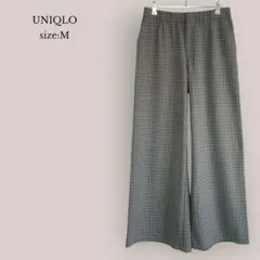 ユニクロUNIQLO✨美品✨ イージーワイドパンツ　チェック　ストレッチ