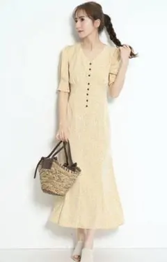 Rirandture カラーフラワーレディワンピース イエロー ワンピース