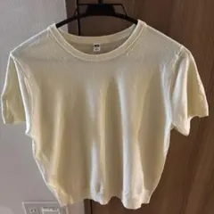 UNIQLO 半袖 クルーネック ニット ライトイエローL