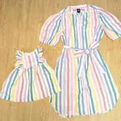 GAP 100cm　親子・姉妹コーデ　虹色ワンピース