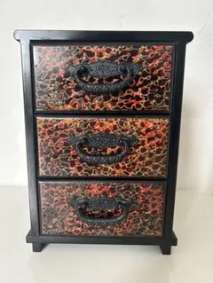 津軽塗　小箪笥　昭和レトロ　木製3段　小物入れ　薬箪笥　ミニダンス　ヴィンテージ