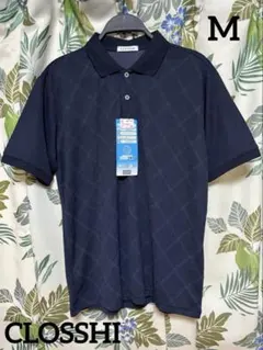 【新品】CLOSSHI FIBER DRY メンズ　ポロシャツ　ネイビー　Mのサムネイル