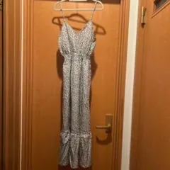 キャミワンピース 白黒花柄 ミントグリーン