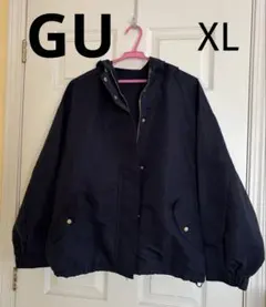 ⁠GU ジーユー マウンテンパーカー　ネイビー XL ゴールド金具　ジャンパー