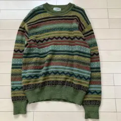 1.5 LACOSTE ラコステ セーター グリーン 総柄 M ヴィンテージ古着