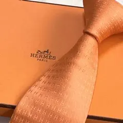 HERMES エルメス ネクタイ ファソネ オレンジ H柄 H織 ジャガード