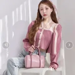 NICE CLAUP 配色ラメニットカーディガン