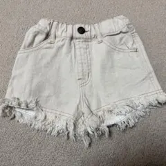 【BREEZE 】アイボリー フリンジショートパンツ 100