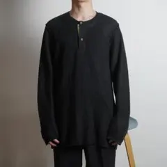 TAKEO KIKUCHI リネン ヘンリーネックサマーニット 黒/YW41のサムネイル
